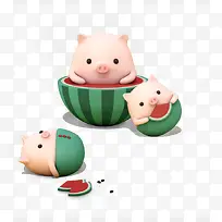可爱西瓜立体小猪