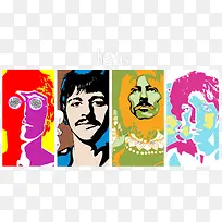 披头士乐队四人肖像个性涂鸦
