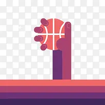 绯红扁平运动球类篮球底纹边框