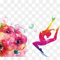 彩绘创意花朵舞蹈海报插画