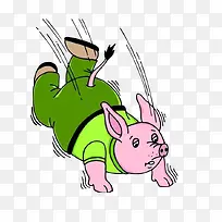 绿裤子摔倒的小猪