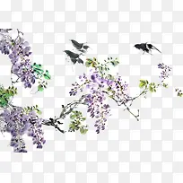 小鸟儿与紫藤