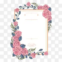 粉红花卉请柬装饰边框