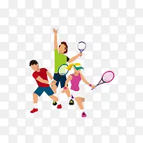 卡通打网球的运动员PNG