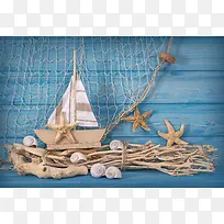 渔网与木雕船