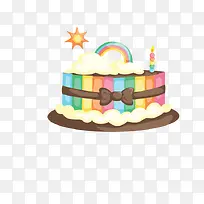 手绘彩虹生日蛋糕