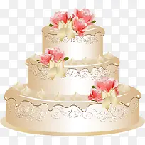 手绘粉色花朵点缀型蛋糕