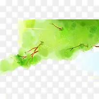 水彩绿树梦幻植物