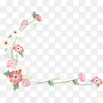 手绘粉色花卉边框