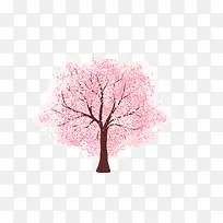 矢量粉色整棵樱花树浪漫日本