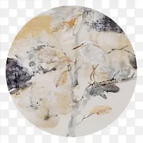 手绘白鹭圆形扇面