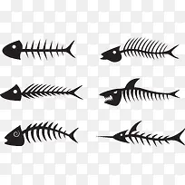 创意插画彩绘鱼骨简化位图图形矢