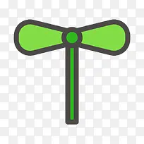 绿色手绘线稿竹蜻蜓元素