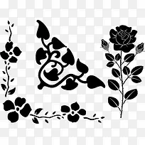 黑色花朵装饰图案