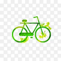绿色手绘自行车