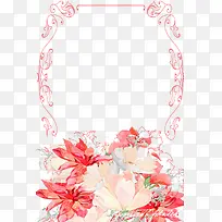 手绘粉红主题花朵边框