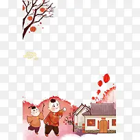 春节卡通手绘矢量背景