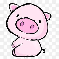 手绘粉红色的小猪动物设计