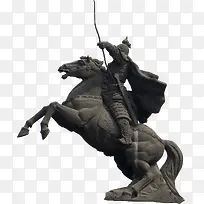 骑马射箭的将军雕像