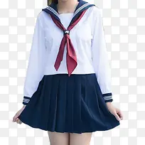 海军风女生短裙时尚美丽