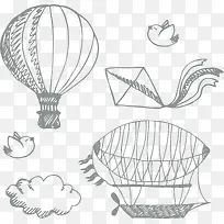 手绘空中的热气球