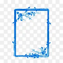 蓝色框架植物粉笔图案