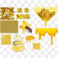 蜜蜂蜂蜜蜂窝矢量素材