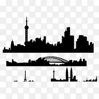 黑白城市剪影