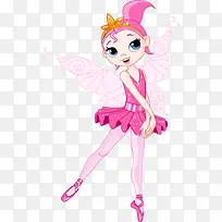 可爱的粉色芭蕾舞女孩插画免抠