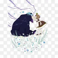 矢量熊和少女