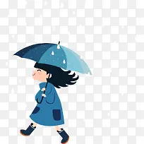 在雨中行走的女孩