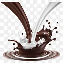 咖啡色简约巧克力牛奶效果元素