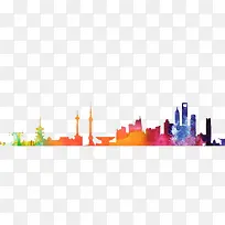 手绘水彩建筑png