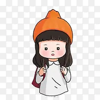 背着书包的女学生卡通图