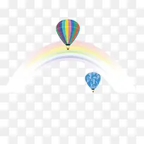 七色的彩虹和热气球