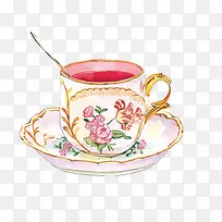 红茶杯子手绘画素材图片