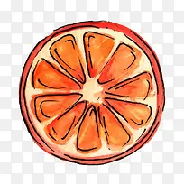 卡通红色切开的橙子矢量图