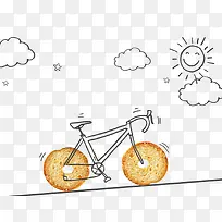 创意手绘面包自行车图案