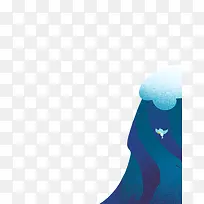 蓝色卡通火山小鸟背景