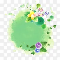 卡通圆形绿色花草背景