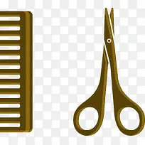 各种美发工具剪刀梳子元素