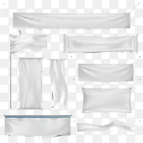 9款悬挂的白色绸布横幅矢量素材