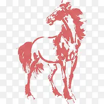 手绘创意红色的马