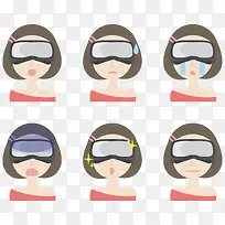 矢量女人与虚拟现实眼镜
