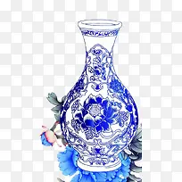 蓝色花纹中国风花瓶