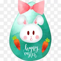 创意水彩手绘复活节彩蛋兔子胡萝