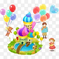 气球城堡游乐园小熊儿童