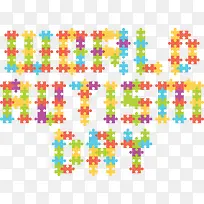 彩色拼图块自闭症日