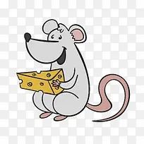 灰色卡通老鼠吃东西