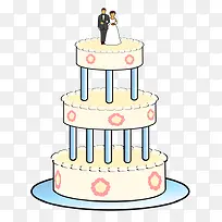 白色的三层卡通结婚蛋糕